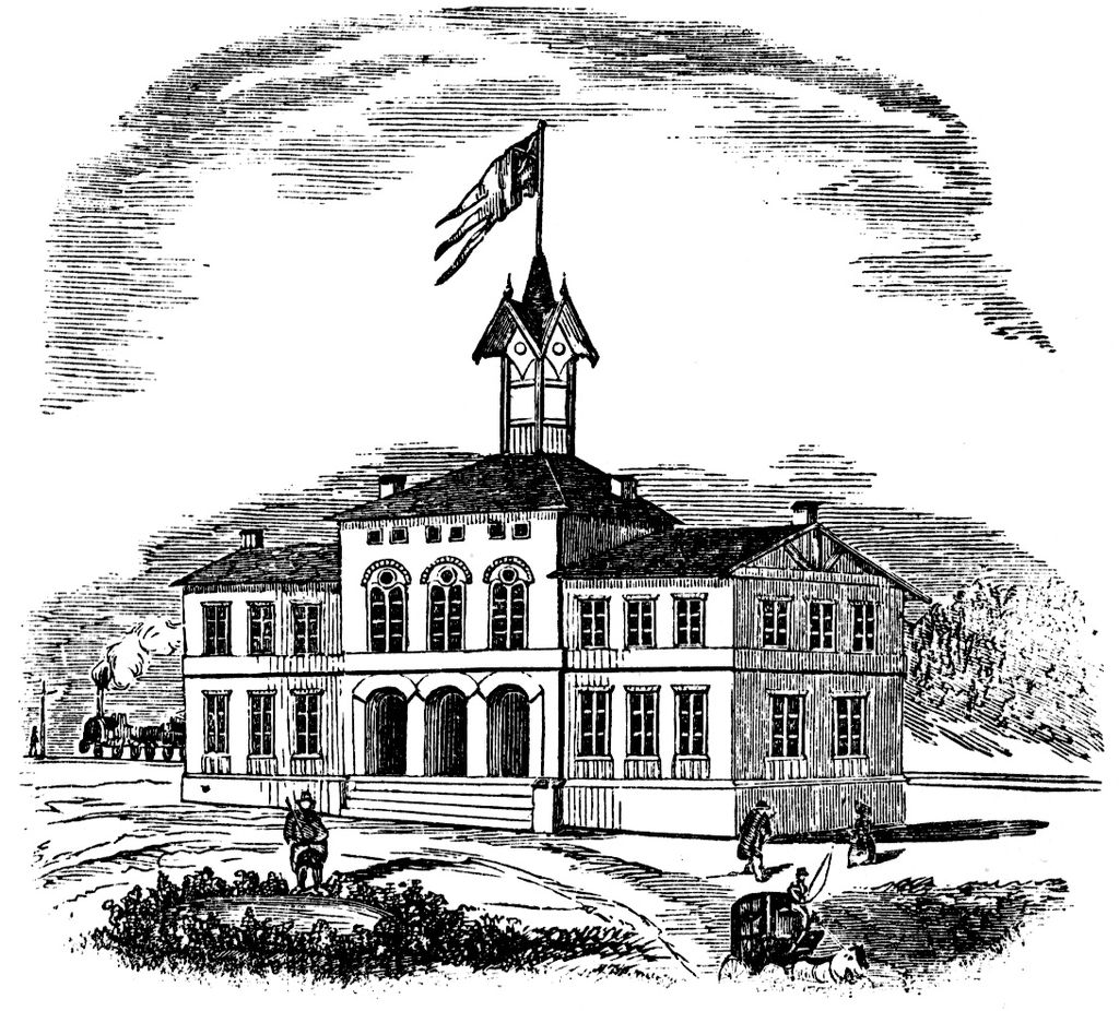 Illustration över järnvägsstationen i Alingsås