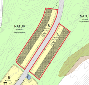 Kartbild över delar av Stadsskogen