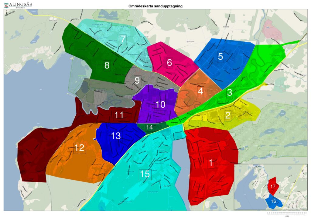 Områdeskarta över vårsopningen.