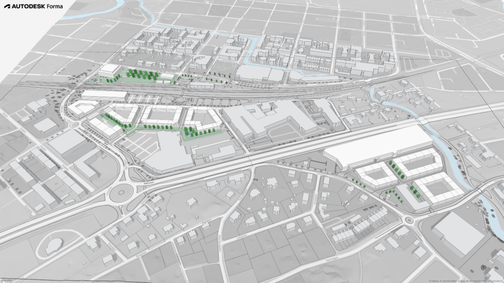 Flygvy från söder, illustration