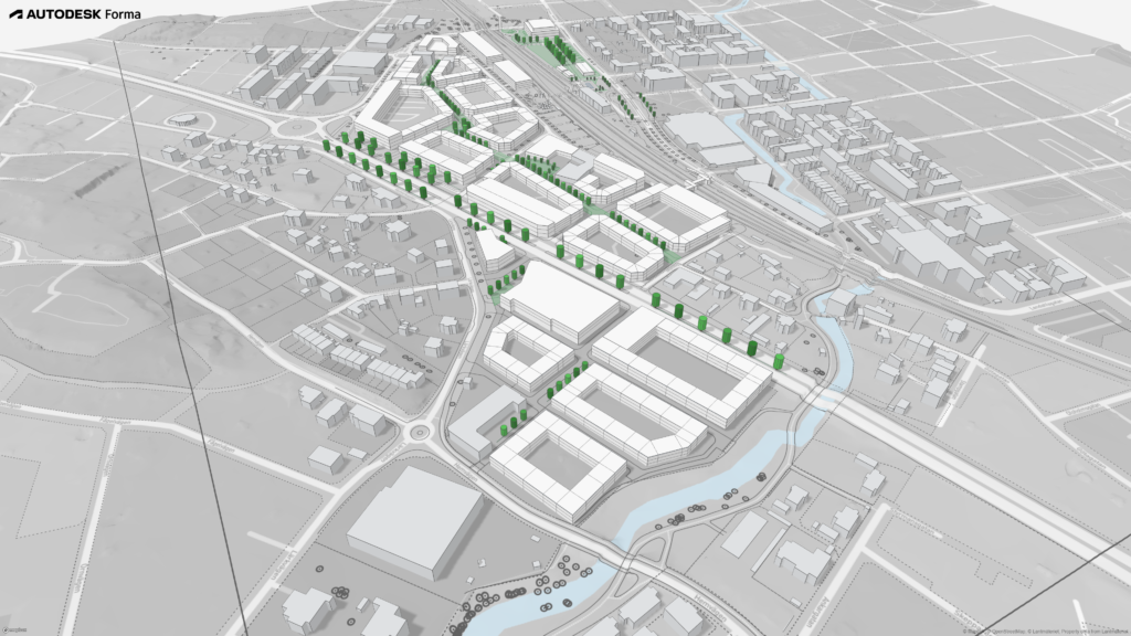 Flygvy från sydost, illustration