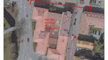 Karta VA-arbete i Kungsgatan/Solgatan vid det nya kommunhuset