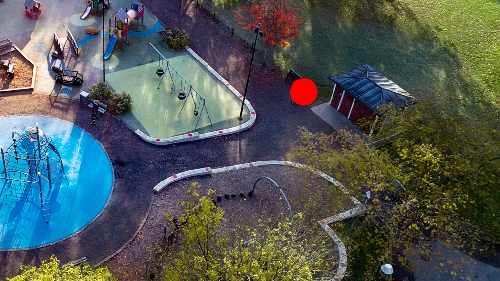 Drönarbild över Nolhaga lekpark