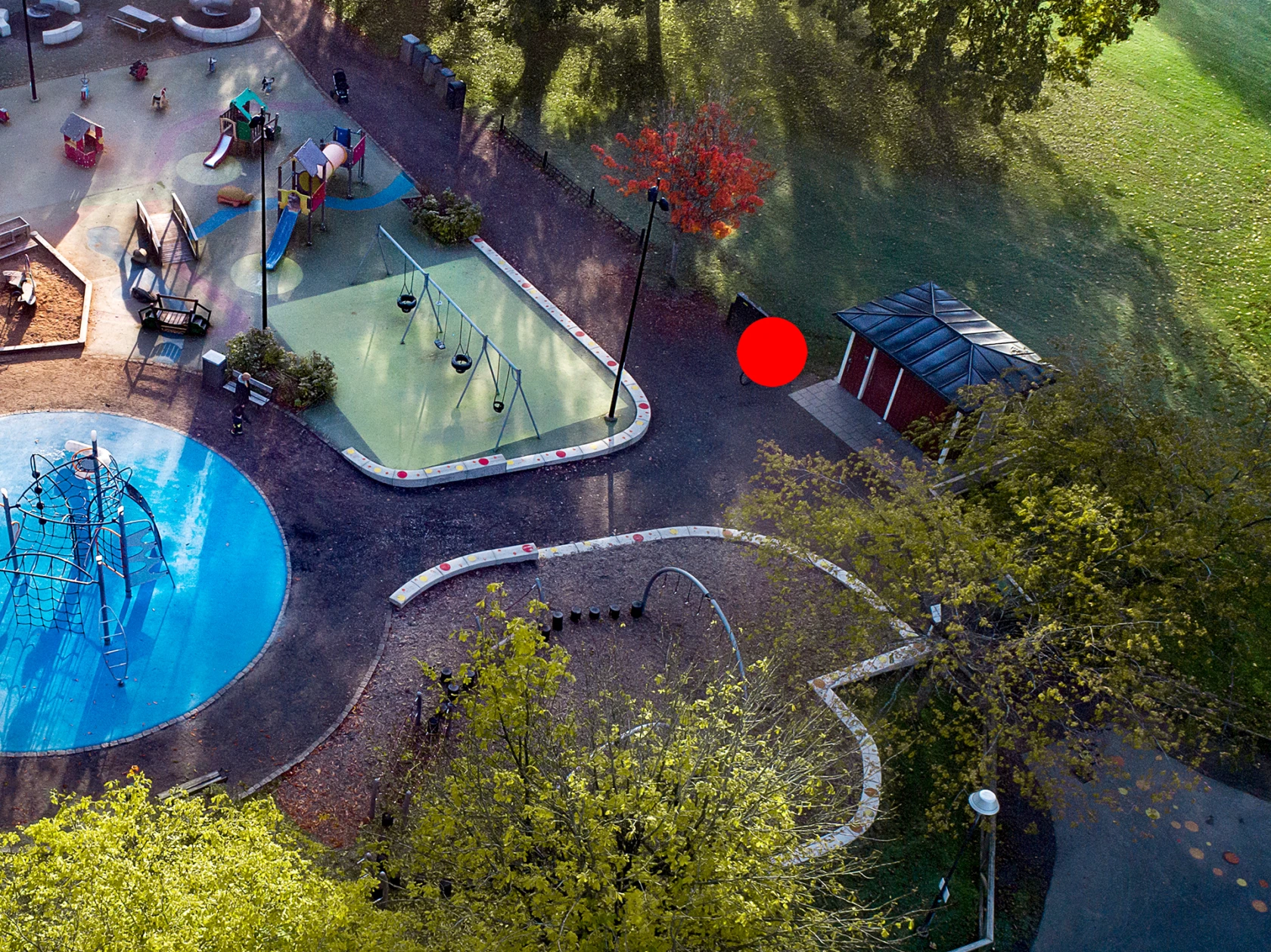 Drönarbild över Nolhaga lekpark