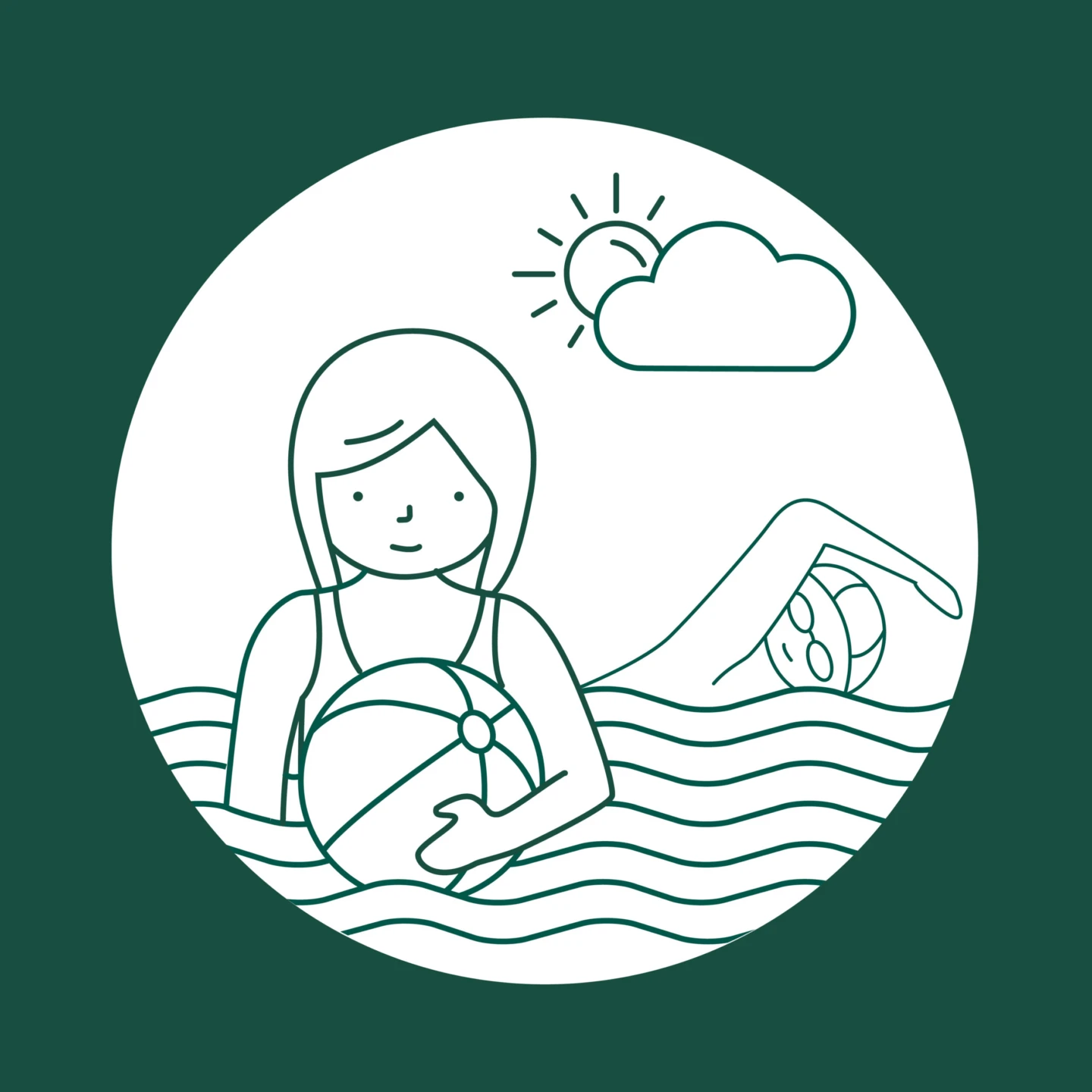 En illustration på personer som badar