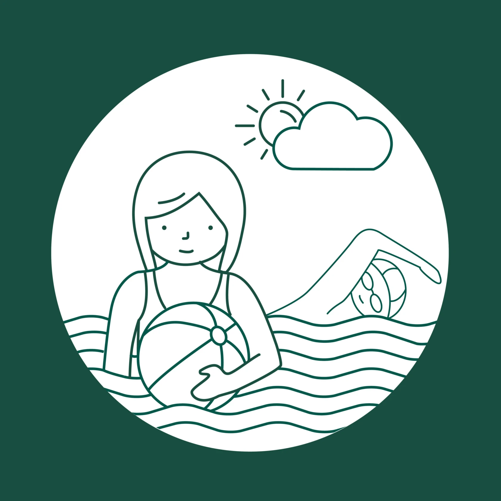 En illustration på personer som badar