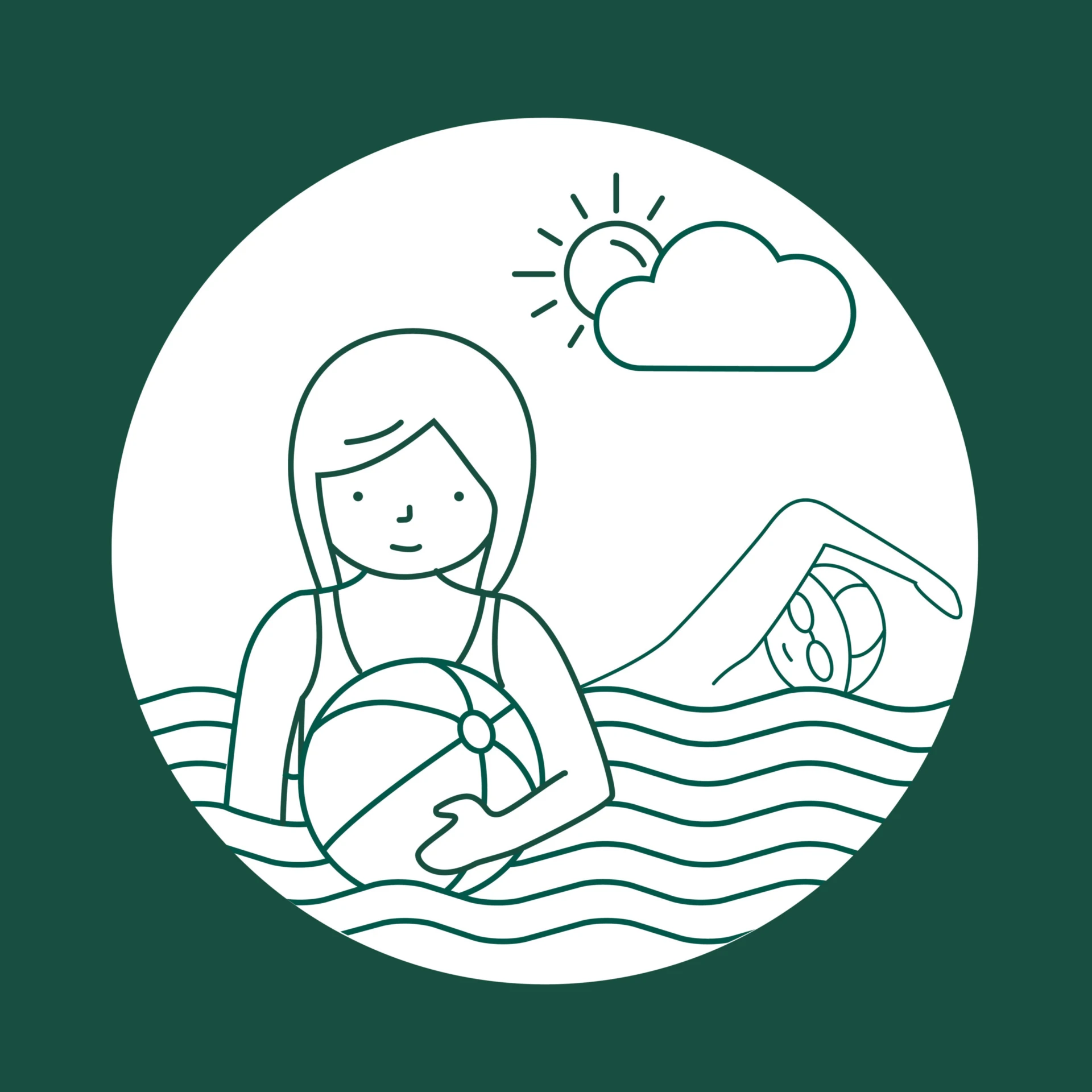 En illustration på personer som badar