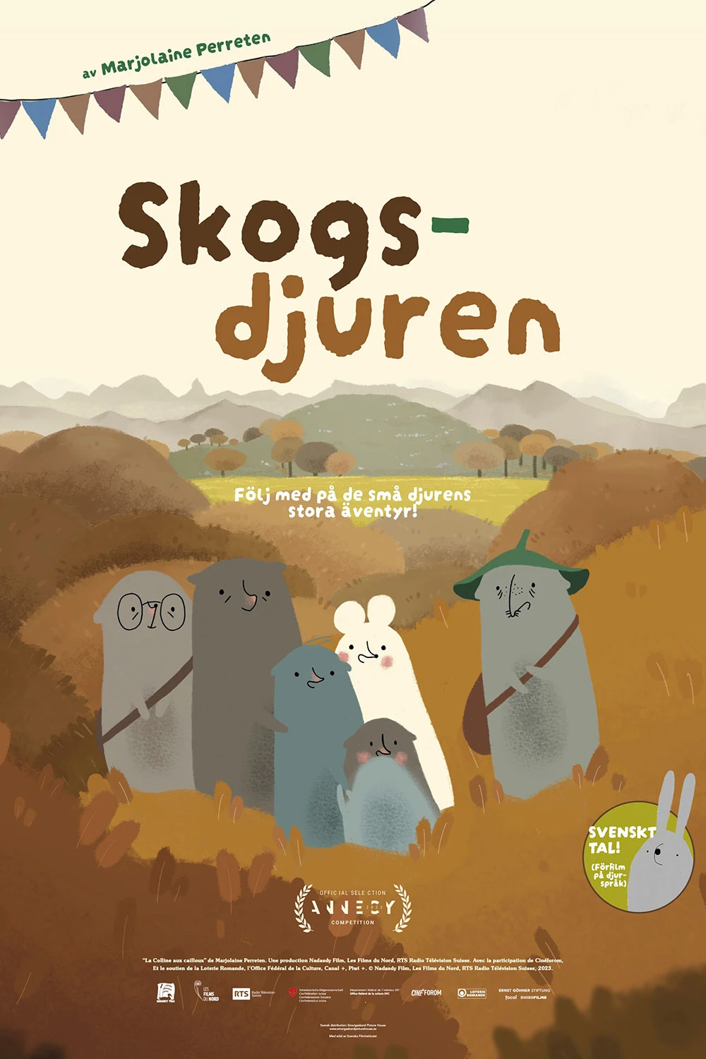 Filmomslag. Texten Skogsdjuren.