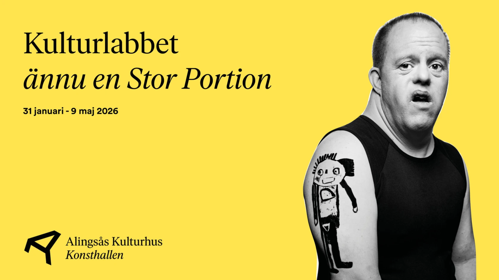 gul omslagsbild med text om kulturlabbet och ett svartvitt foto till höger