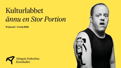 gul omslagsbild med text om kulturlabbet och ett svartvitt foto till höger