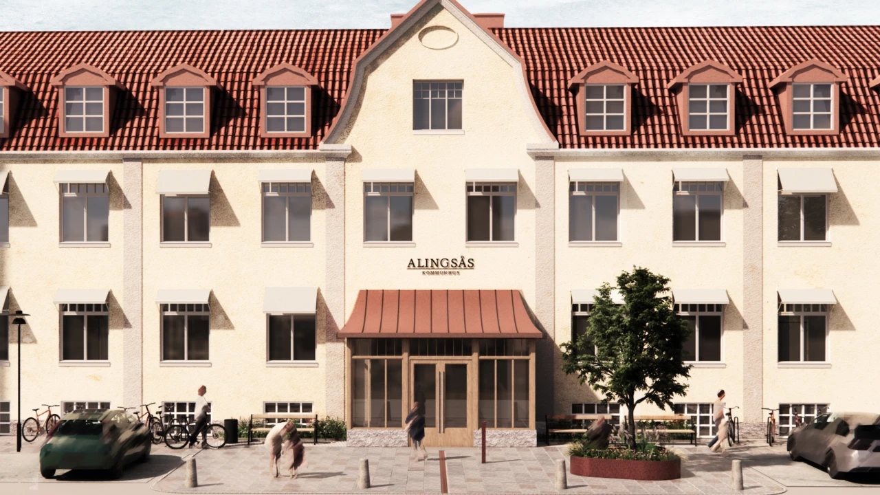 Illustration av Alingsås nya kommunhus