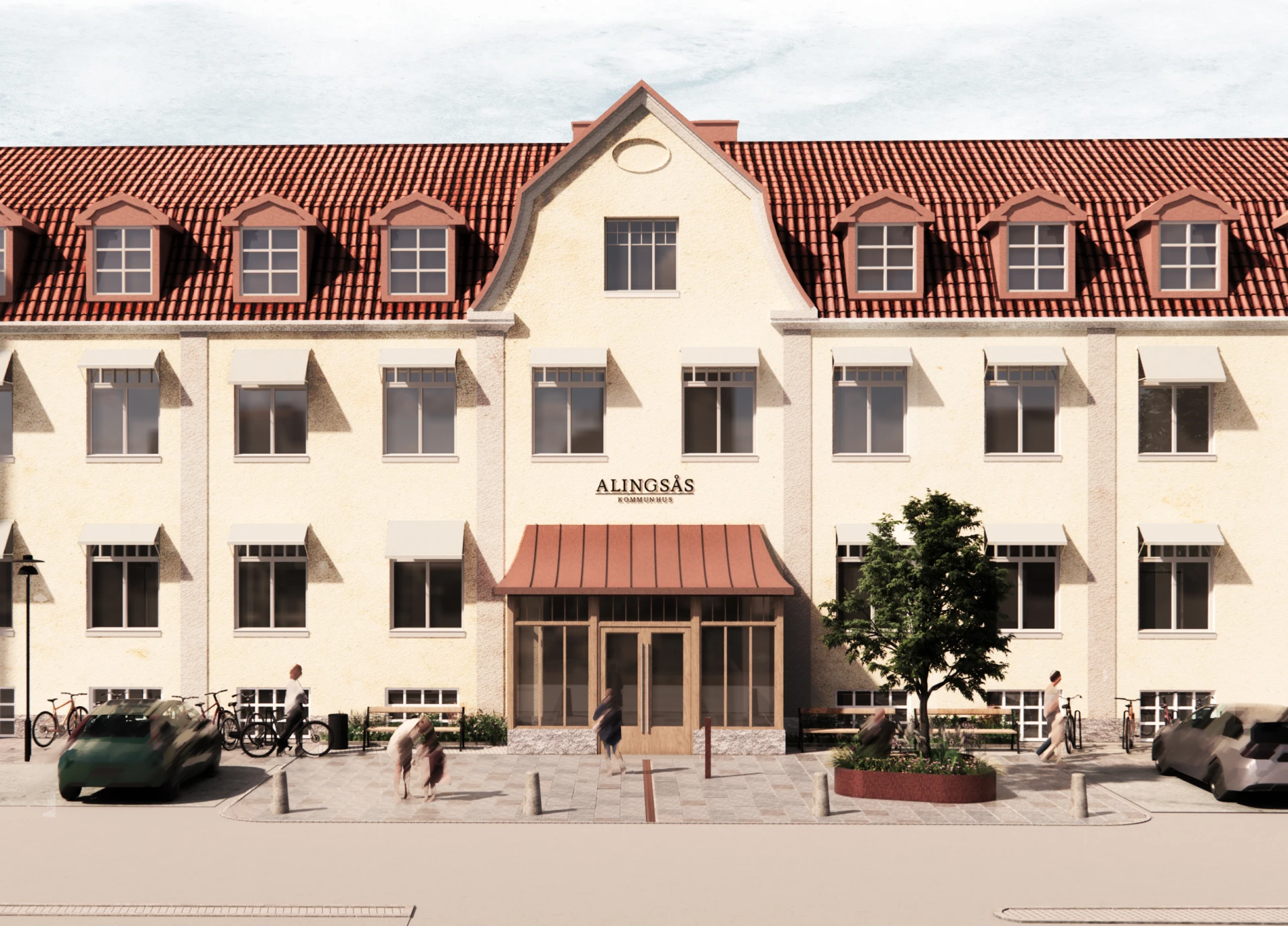 Illustration av Alingsås nya kommunhus