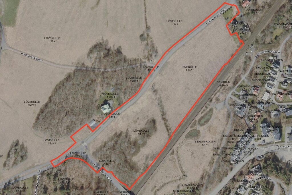 Planområdet markerat på karta.