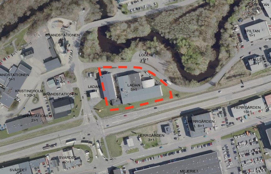 Flygfoto på ungefärligt planområde