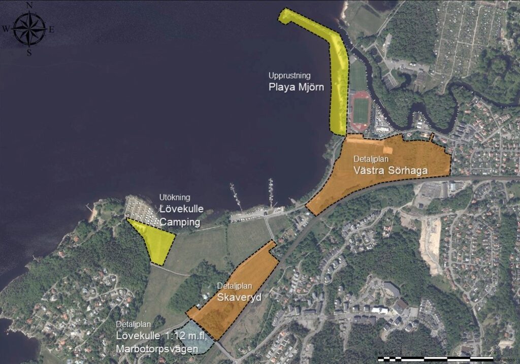 De olika delprojekten på en karta. 