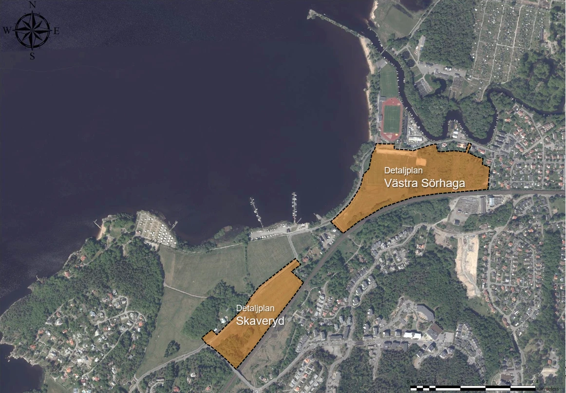 Karta med de två områdena markerade.