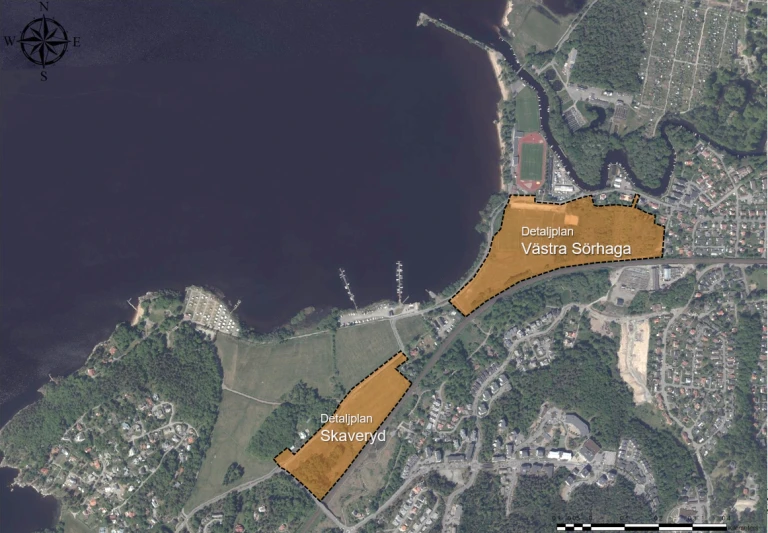 Karta med de två områdena markerade.