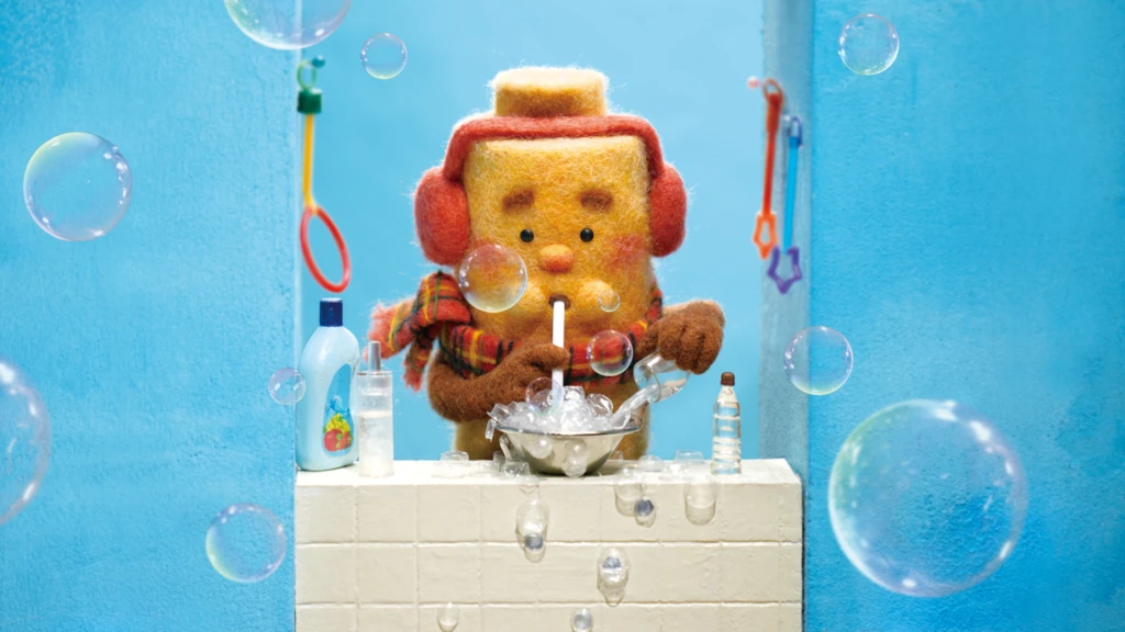 robot blåser såpbubblor