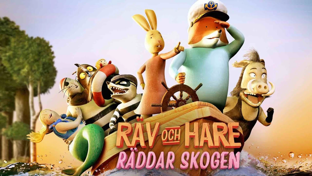 tecknade djur på en båt