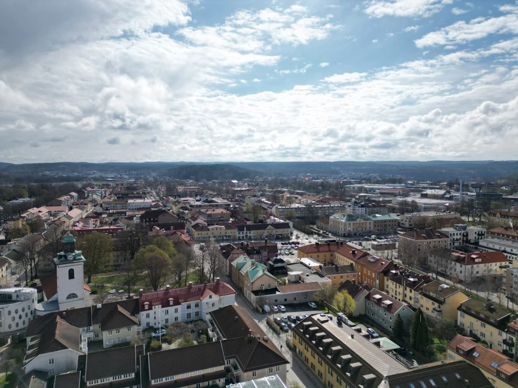 Drönarbild över Alingsås.