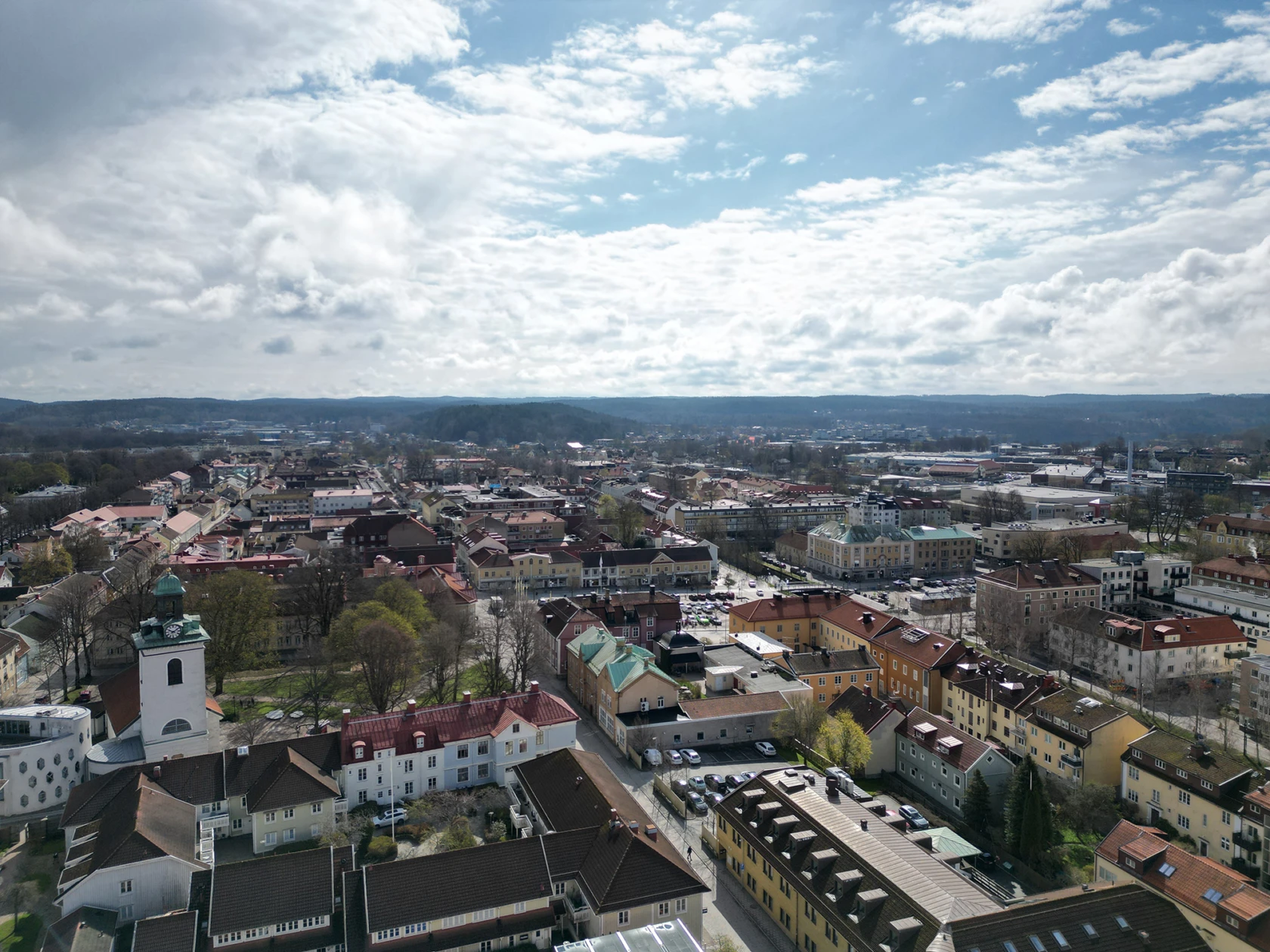 Drönarbild över Alingsås.