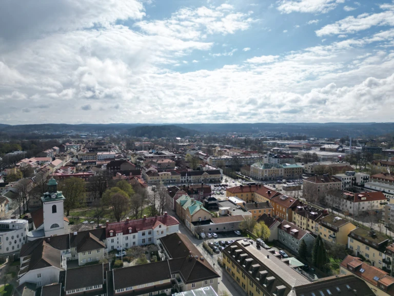 Drönarbild över Alingsås.