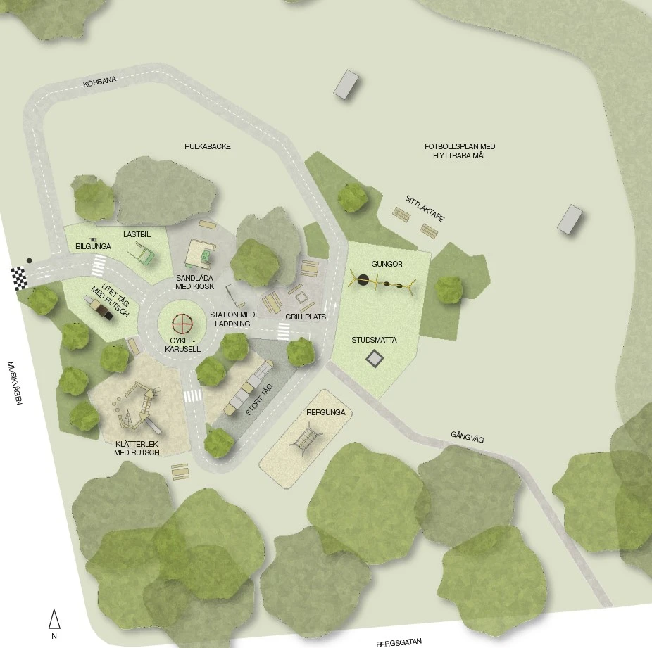 Skiss över den nya lekplatsen.