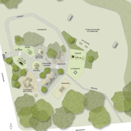 Skiss över den nya lekplatsen.