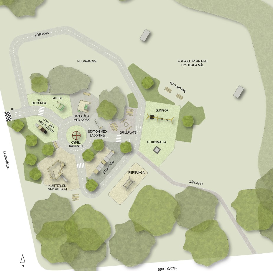Skiss över den nya lekplatsen.