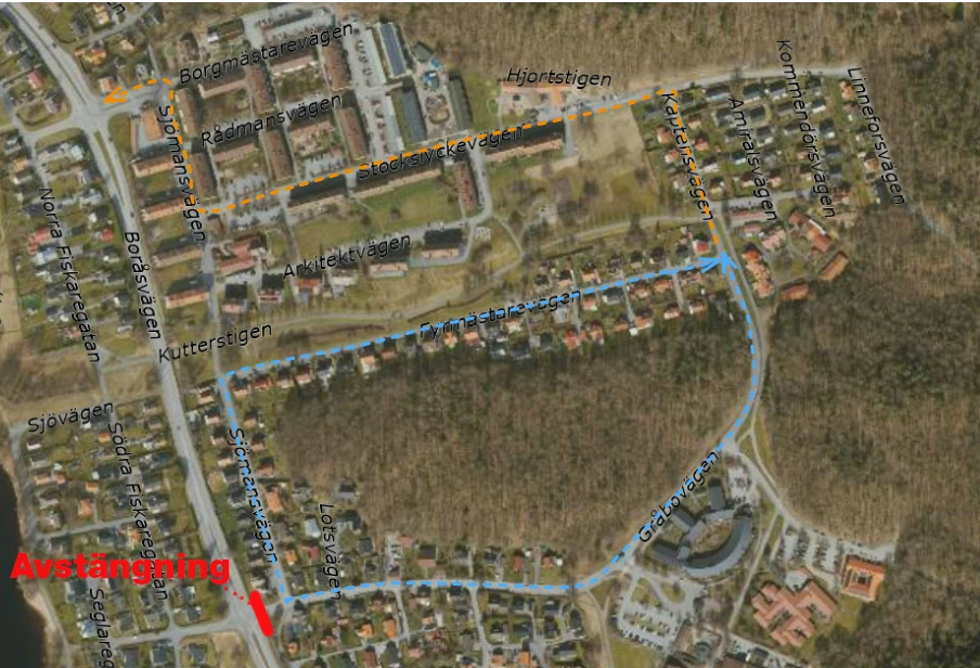 Karta över avstängningen.