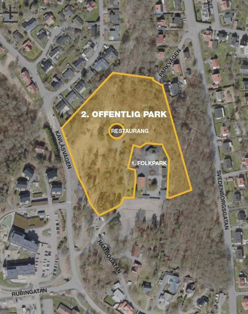 Kartbild över fördelningen mellan folkparksdel och offentlig park.