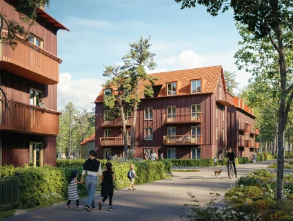 Illustration över ett kvarter från det vinnande förslaget.