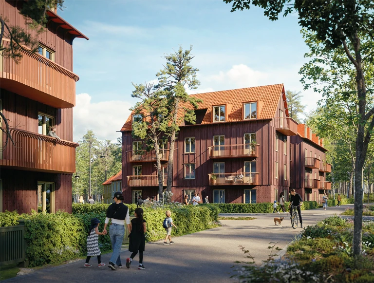 Illustration över ett kvarter från det vinnande förslaget.